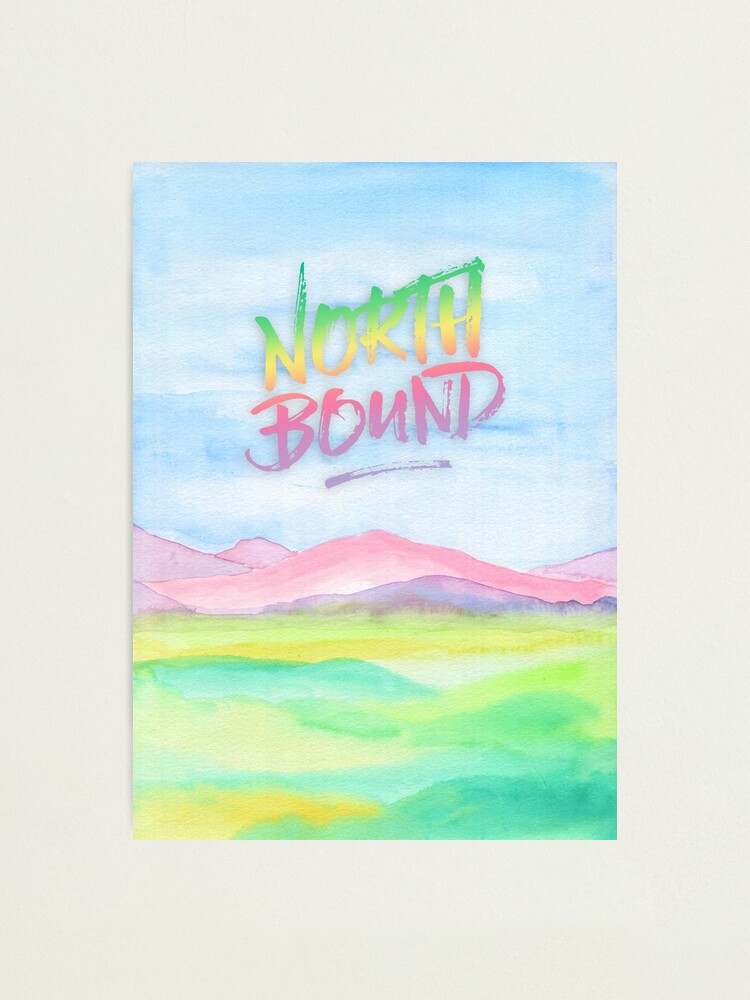 Alternate view of North Bound Pink Purple Mountains Watercolor Painting Photographic Print