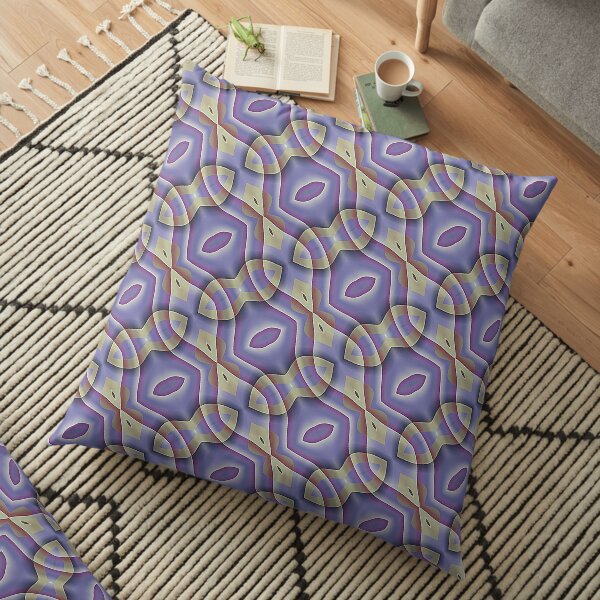 Modern Geometric Orange Lilac Pattern Design 1574 Floor Pillow