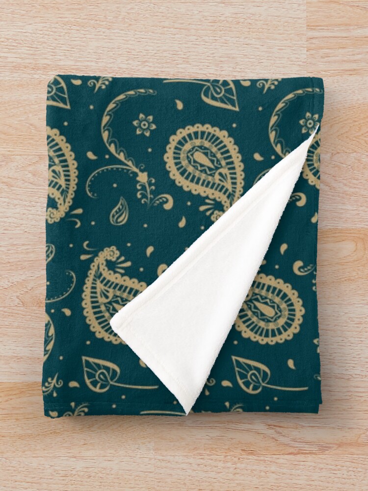 "Dark Green Gold Paisley" Throw Blanket by GeeHanz Redbubble
