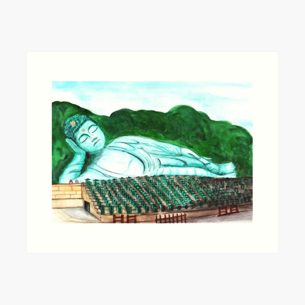 Watercolor - Reclinging Buddha Art Print