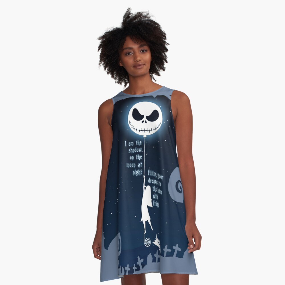 Jack Skellington and Sally - Shadow On The Moon A-Line Dress by  11UponaTime