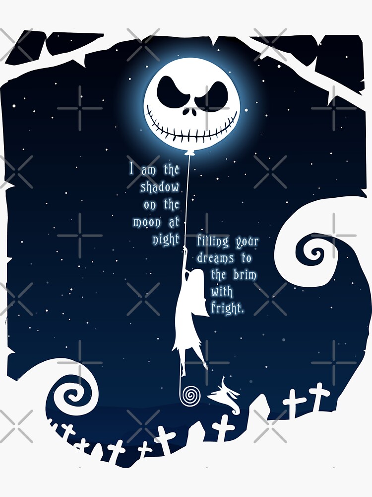 Jack Skellington and Sally - Shadow On The Moon Sticker by 11UponaTime