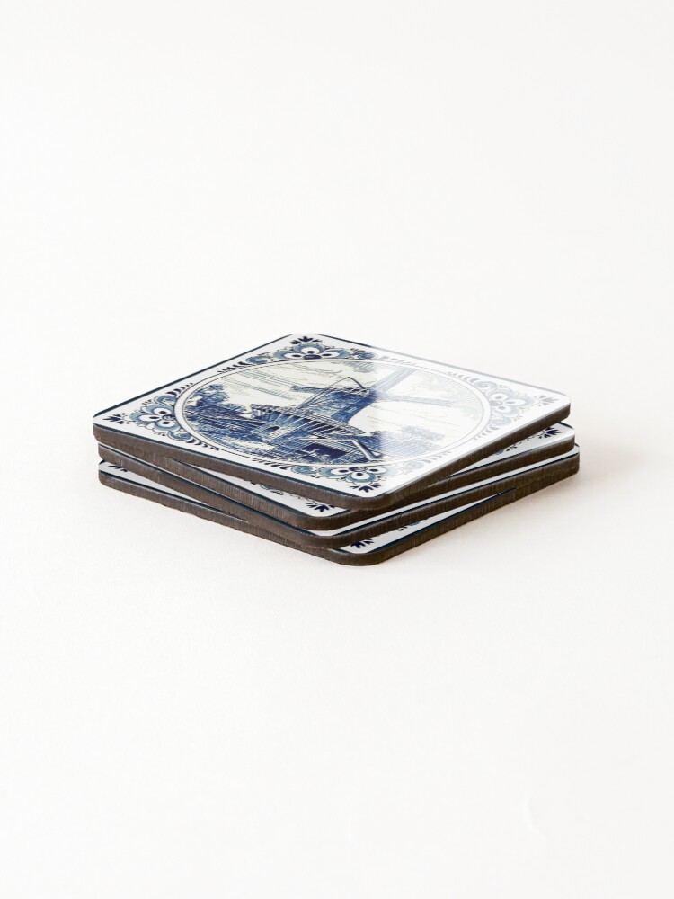 Alternate view of DUTCH BLUE DELFT : Vintage Windmill Print Coasters (Set of 4)