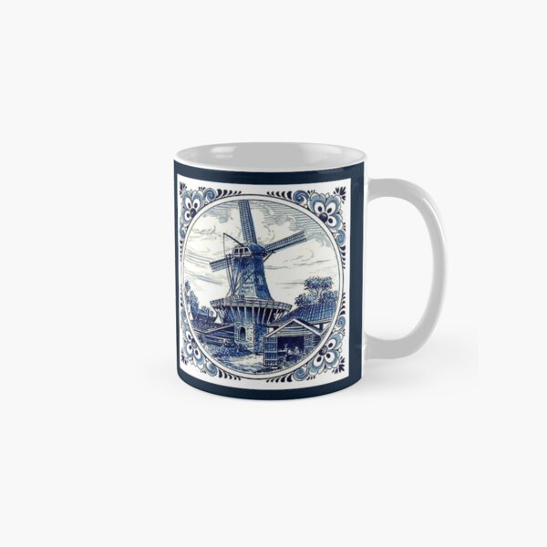 DUTCH BLUE DELFT : Vintage Windmill Print Classic Mug