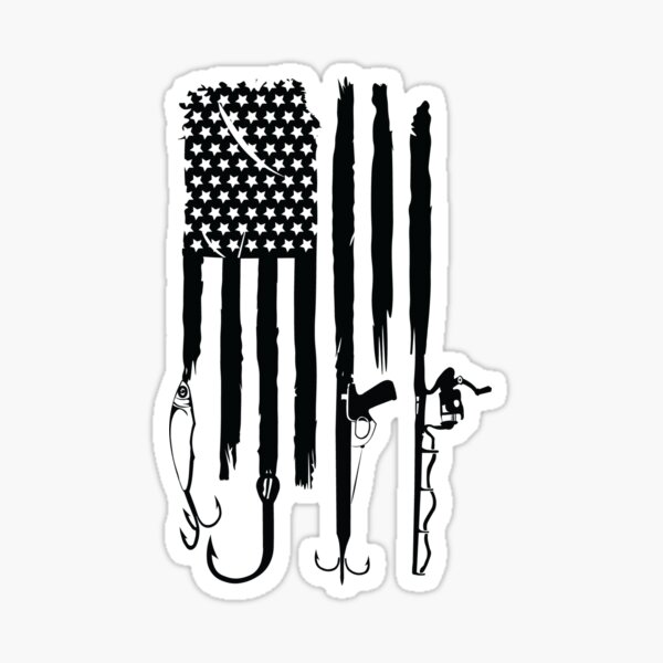 Fishing American Flag Sticker by DerSenat
