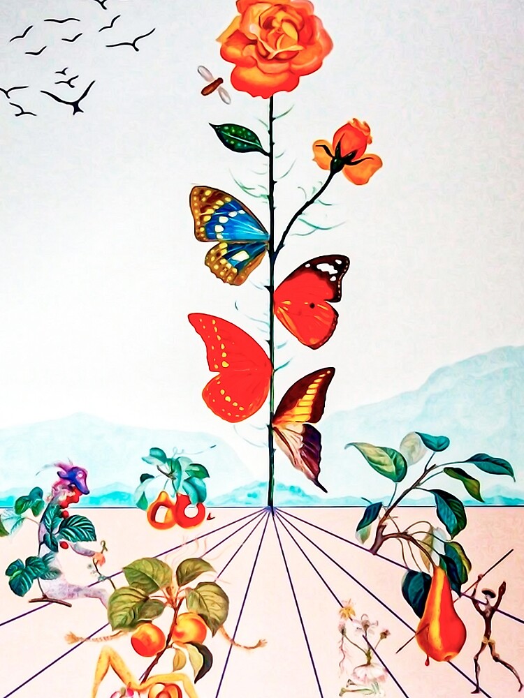 Butterfly Rose : Vintage Abstract Dali Painting