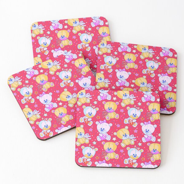 Item preview, Cute, Cuddly, Colorful Teddy Bear Pattern (Deep Pink Background) designed and sold by Rosinda.