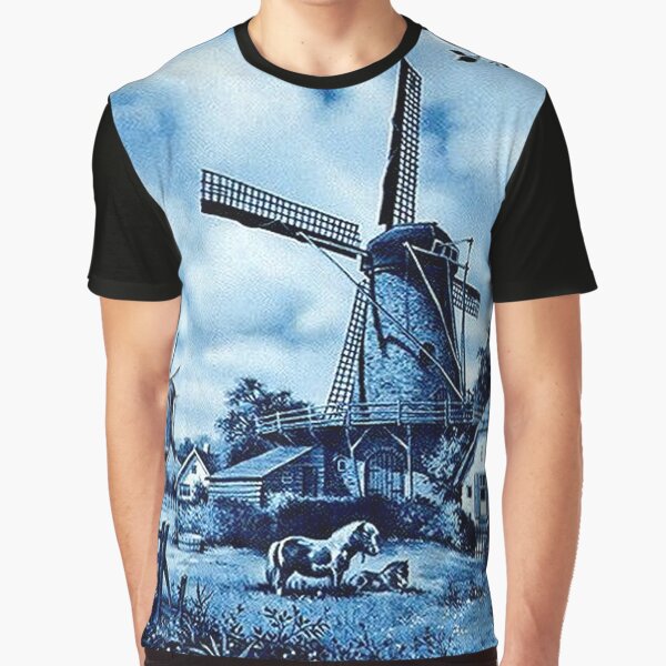 Item preview,  DUTCH BLUE DELFT : Vintage Windmills on a Farm  Print designed and sold by posterbobs.