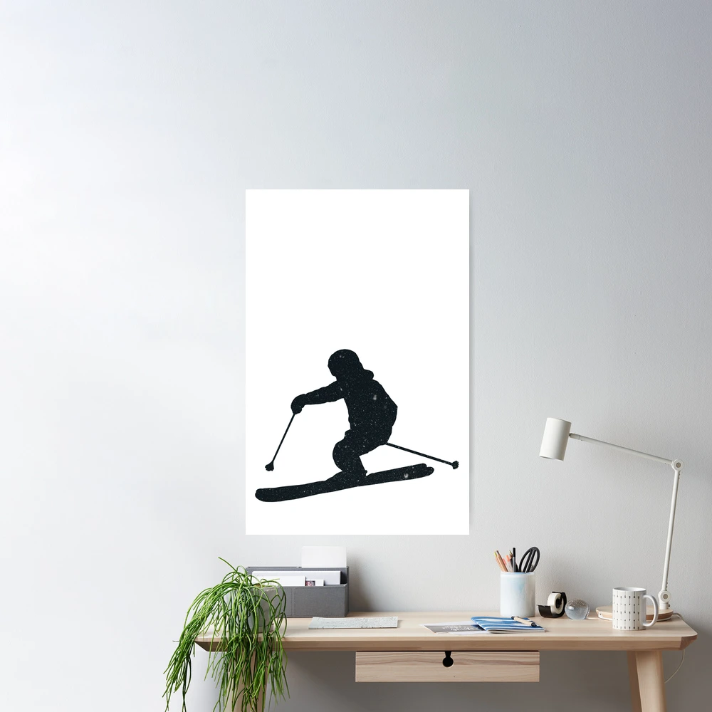 Skier Silhouette Snowing Poster by Carlos Martinez