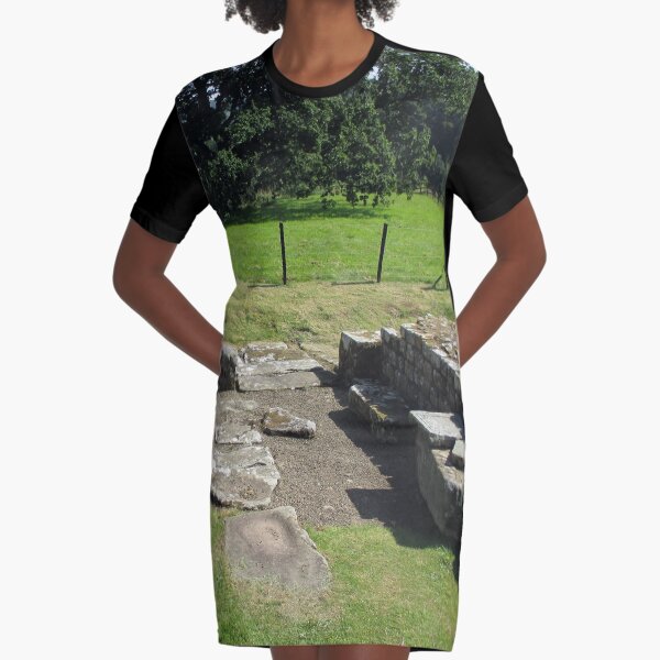 M.I. #118 |☼| Abundant Trees Beyond Rocky Remains - Shot 1 (Hadrian's Wall) Graphic T-Shirt Dress
