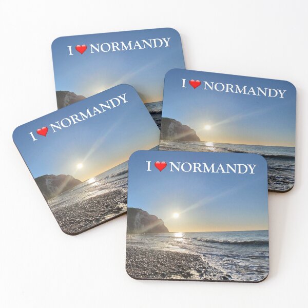 Item preview, I love Normandy - Rocky Beach, Cliffs and Sea Coastline at Sunrise or Sunset - Magnifique Landscape Photography designed and sold by Vintage-TM.