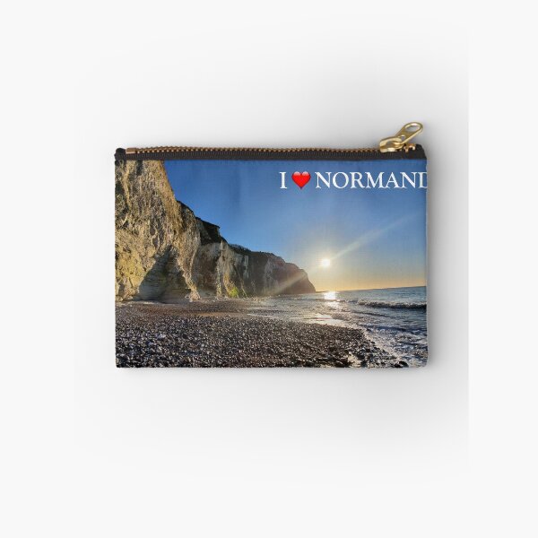 Item preview, I love Normandy - Rocky Beach, Cliffs and Sea Coastline at Sunrise or Sunset - Magnifique Landscape Photography designed and sold by Vintage-TM.