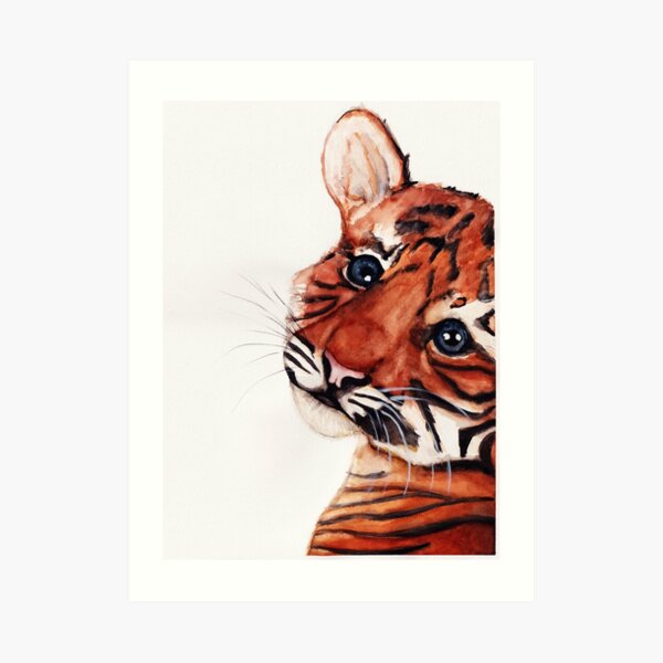Watercolor - baby tiger Art Print