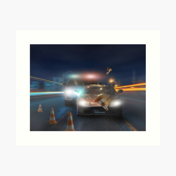 cat police chase funny | Art Print