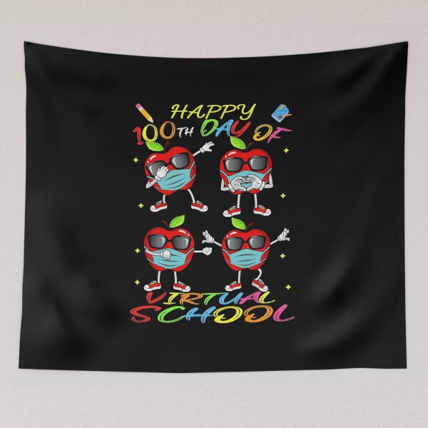 Item preview, 100th day of virtual school, dabbing apple mask, Virtual Learning online designed and sold by ZAIN JAMAL.