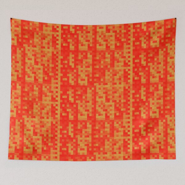 Item preview, Unique Retro Pixel Red Orange Lave Magma Designs Camouflage Repeating Classic Vintage Patterns designed and sold by TeachUrb.