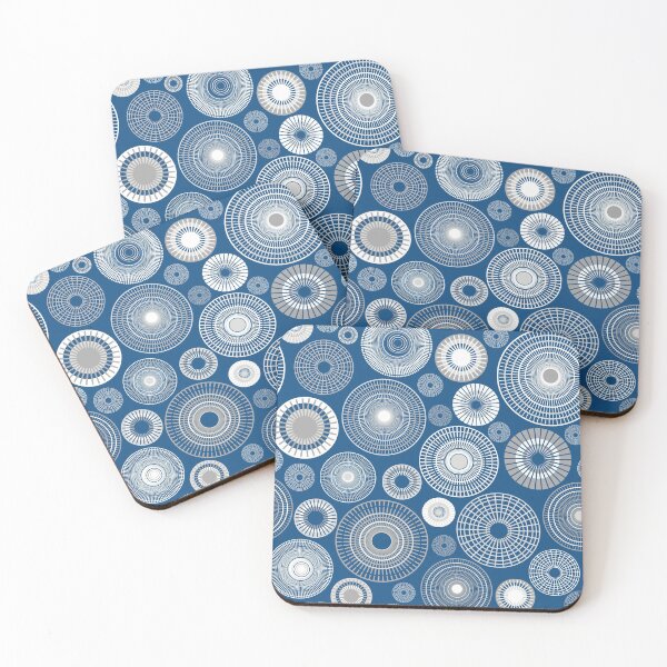 Item preview,  Pattern of white and light blue circles on a blue background designed and sold by colorofmagic.