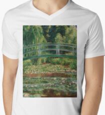 1899-Claude Monet-The Japanese Footbridge and the Water Lily Pool, Giverny-89 x 93 V-Neck T-Shirt