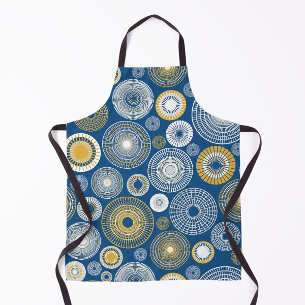 Item preview, Pattern of white and yellow circles on a blue background designed and sold by colorofmagic.