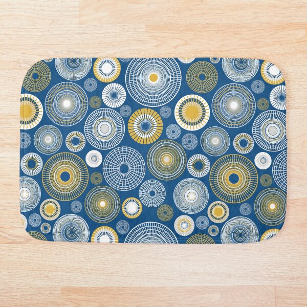 Item preview, Pattern of white and yellow circles on a blue background designed and sold by colorofmagic.