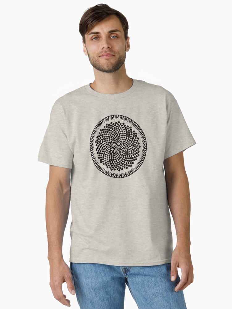 Thumbnail 1 of 7, Classic T-Shirt, Sunflower Fibonacci Fractal Spiral designed and sold by thedrumstick.
