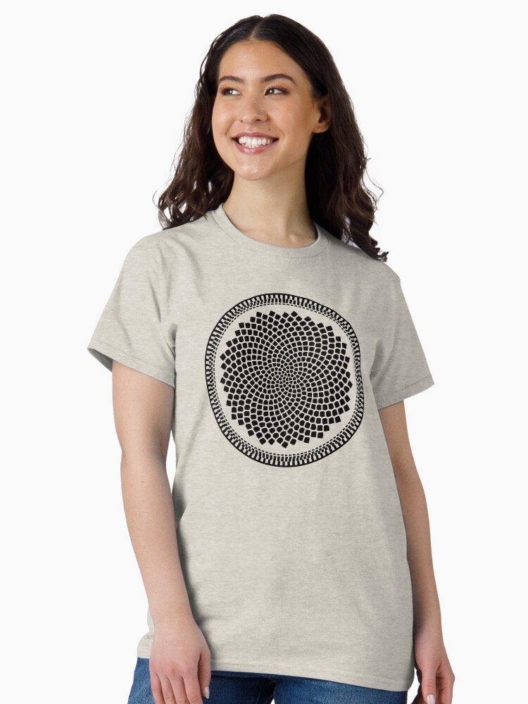 Thumbnail 2 of 7, Classic T-Shirt, Sunflower Fibonacci Fractal Spiral designed and sold by thedrumstick.