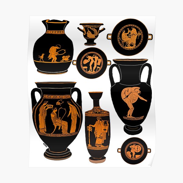Red figure pottery Poster