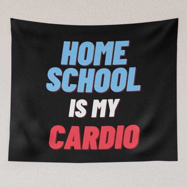 Item preview, Home School Is My Cardio In Blue and Red designed and sold by Indra Agrawal.