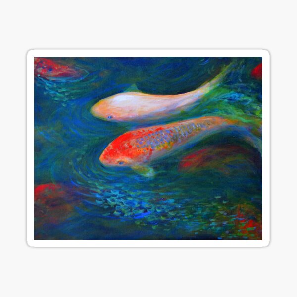 Two koi fish in a pond Sticker