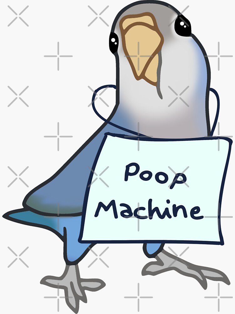 Thumbnail 3 of 3, Sticker, Grey Blue Lovebird - Poop Machine designed and sold by FandomizedRose.