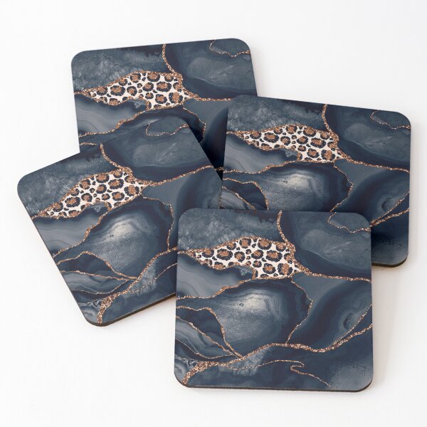 Item preview, Mixed Blue And Copper Faux Marble And Agate Landscape With Leopard Fur designed and sold by MysticMarble.