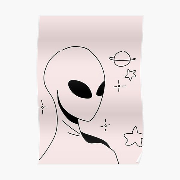 Pink Alien Aesthetic Poster By Peternorstroom Redbubble