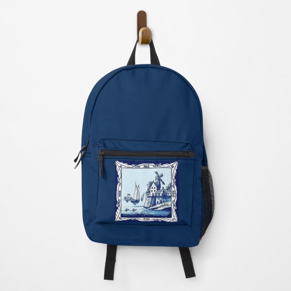 Item preview, DUTCH BLUE DELFT: Vintage Windmill and Sailboats Print designed and sold by posterbobs.