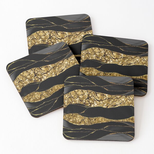 Item preview, Black Faux Marble And Gold Faux Metal Texture  designed and sold by MysticMarble.