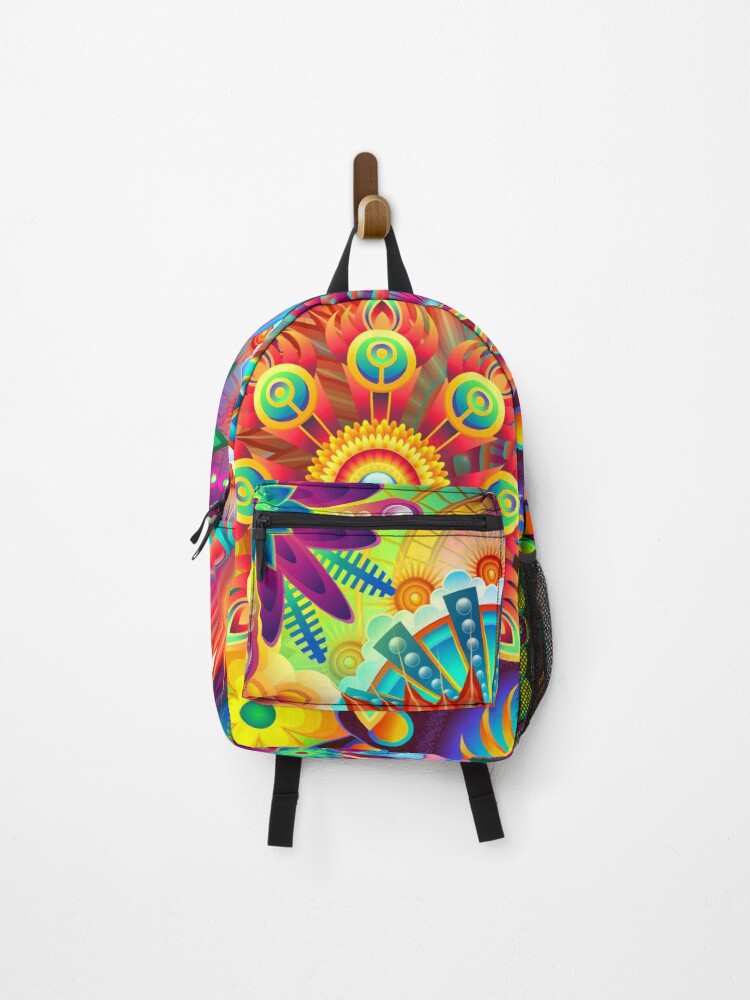 Thumbnail 1 of 3, Backpack, Psychedelic Abstract, Colorful Retro Pattern designed and sold by DigitalEffects.
