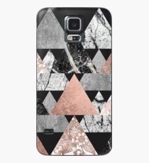 Marble Rose Gold Silver and Floral Geo Triangles Case/Skin for Samsung Galaxy
