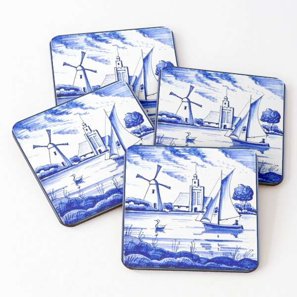 Item preview,  DUTCH BLUE DELFT: Vintage Windmill and Sailboats Print designed and sold by posterbobs.