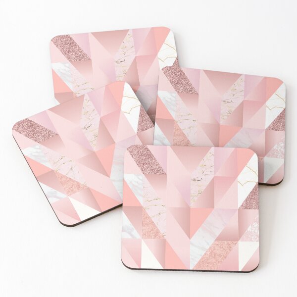 Item preview, Modern geometric triangle rose gold glitter marble pattern designed and sold by Dear-Ashlin.