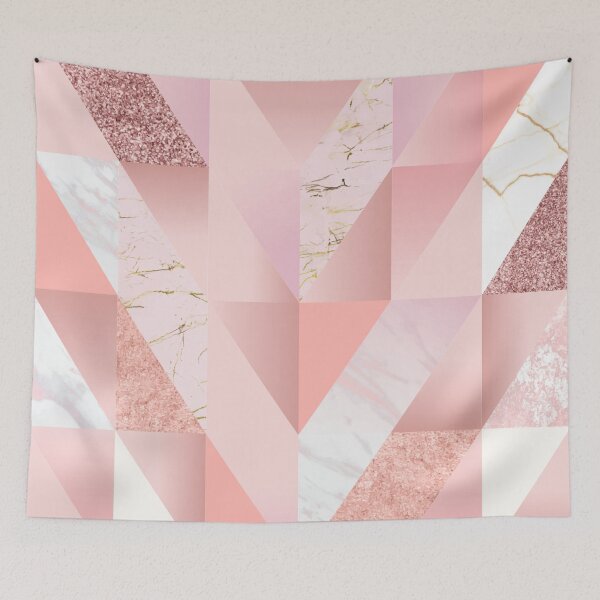 Item preview, Modern geometric triangle rose gold glitter marble pattern designed and sold by Dear-Ashlin.