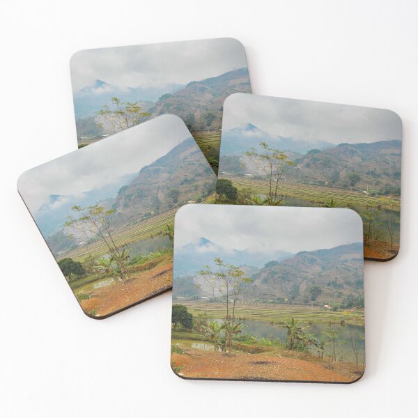 Item preview, A mountain and rice paddy landscape in Sapa, Vietnam, on a winters morning designed and sold by SnapTPhotograph.