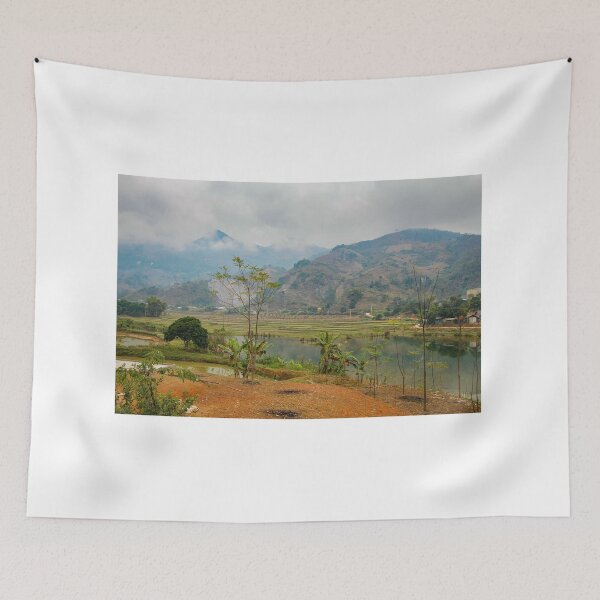 Item preview, A mountain and rice paddy landscape in Sapa, Vietnam, on a winters morning designed and sold by SnapTPhotograph.