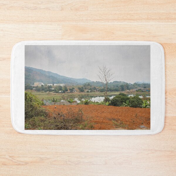 Item preview, A dull, misty morning, on a rice paddy in Sapa Vietnam, with a lake. designed and sold by SnapTPhotograph.