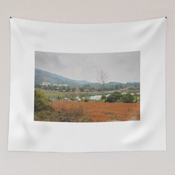 Item preview, A dull, misty morning, on a rice paddy in Sapa Vietnam, with a lake. designed and sold by SnapTPhotograph.
