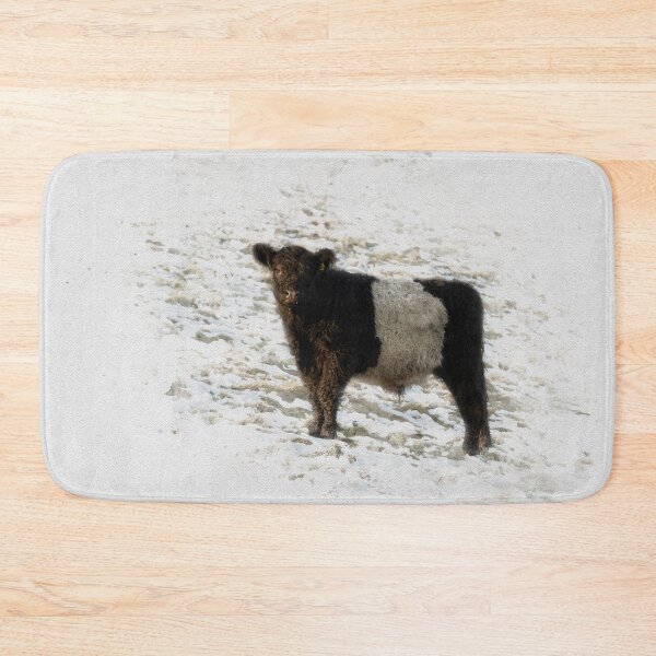 Belted Galloway Cow Watercolour Photograph. Bath Mat
