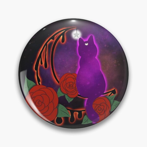 Artikelvorschau, Drippy Moon Cat Tattoo Design (dunkle Version) entworfen und verkauft von ZombieCheshire.