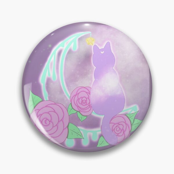Artikelvorschau, Drippy Moon Cat Tattoo Design (Pastellversion) entworfen und verkauft von ZombieCheshire.