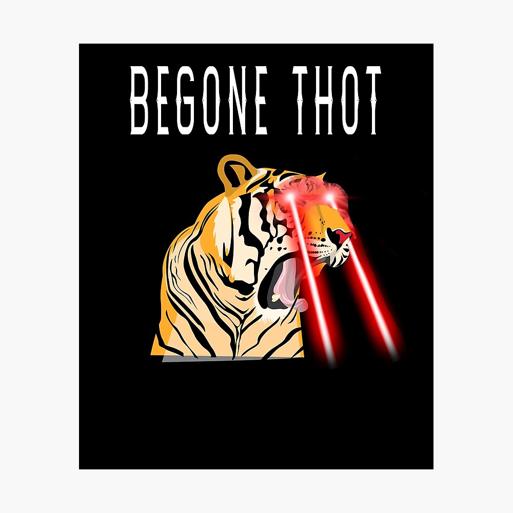 Begone Thot Funny Meme design of a Tiger with Laser eyes. Begone Thot Funny Meme design of a Tiger with Laser eyes.
