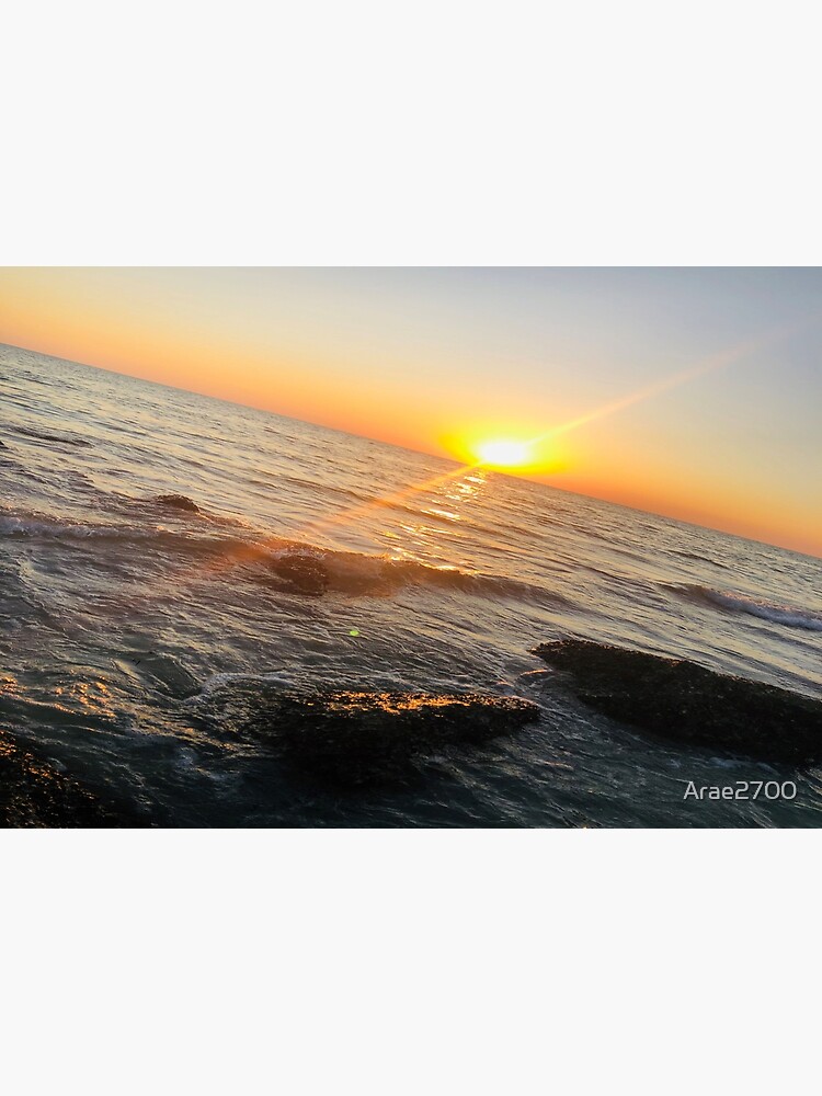 Sunset with Ocean Waves Hitting The Beach Spiral Notebook