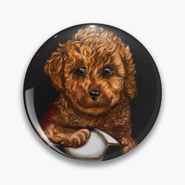 Item preview, Cavapoo football soccer dog - Soccer playing  Cavapoo  Cavoodle puppy dog holding a football soccer ball  - cavalier king charles spaniel poodle, puppy love designed and sold by Artonmytee.