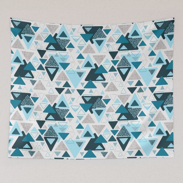 Item preview, Abstract geometrical triagle pattern blue designed and sold by PurrfectCorner.